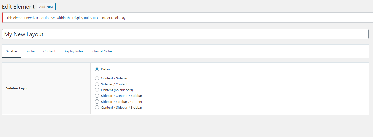Sidebar layout options