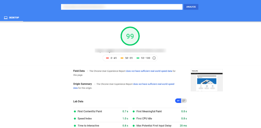Google desktop page speed