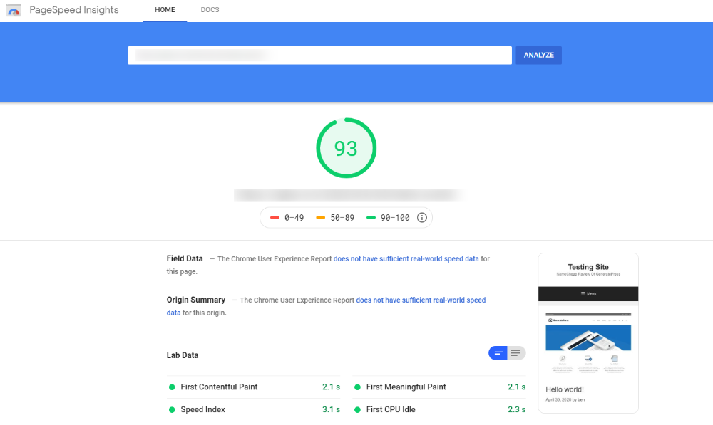 Google mobile page speed
