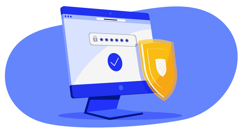 a laptop with a shield