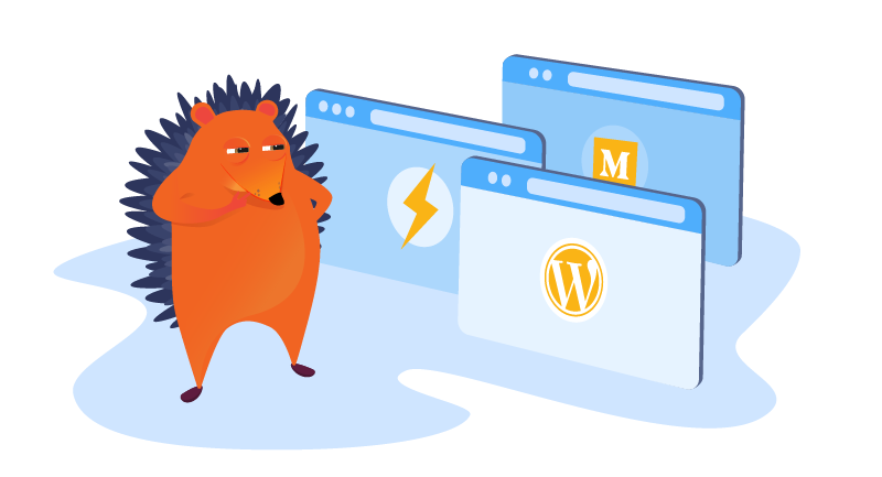 Hedgehog with variety of blogging platform screens
