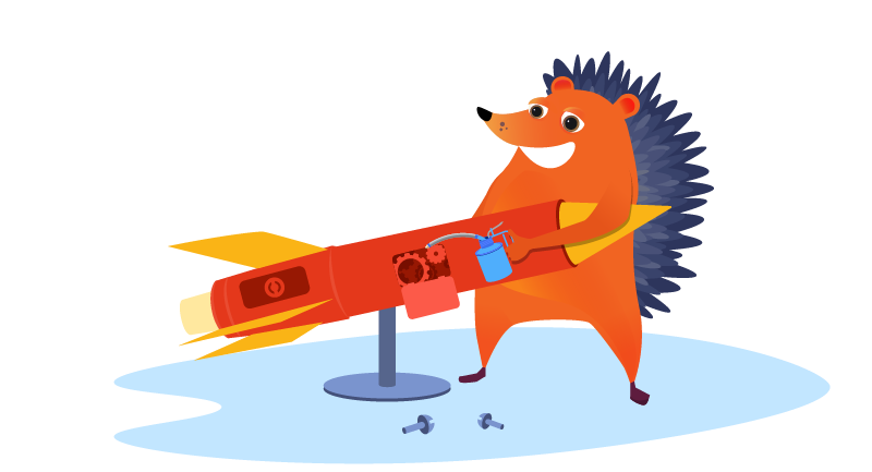 Hedgehog repairing rocket