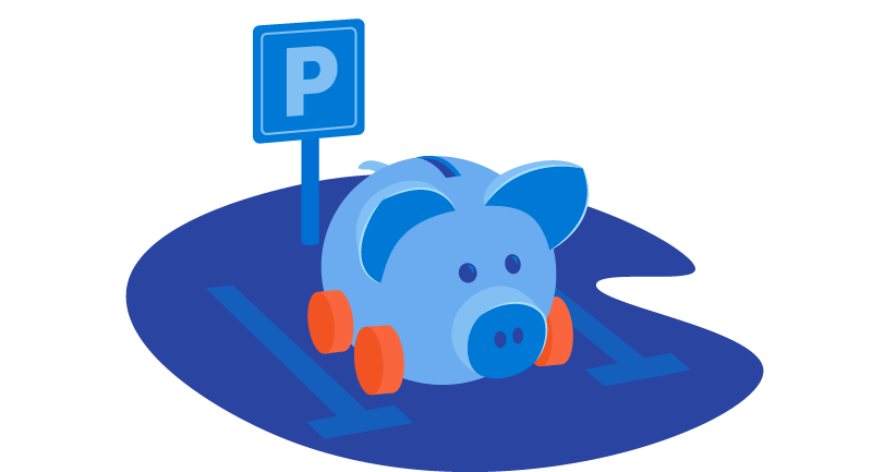 piggy bank in parking lot