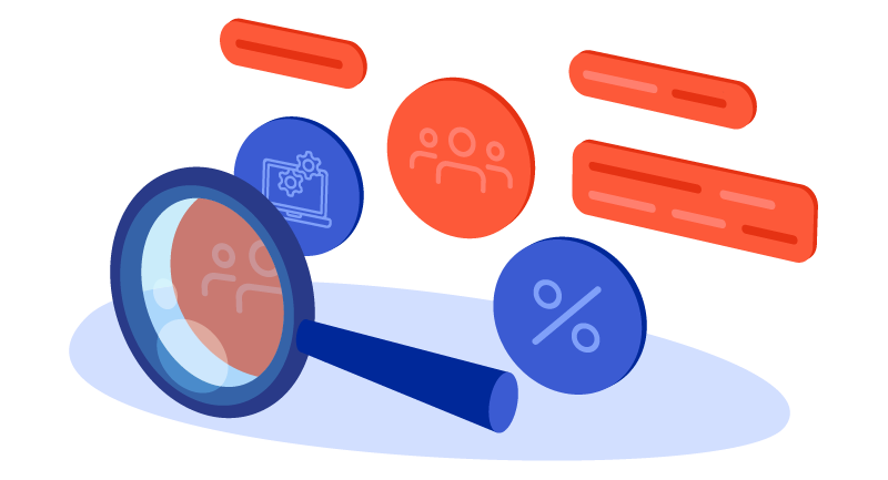 magnifying glass looking at analytics