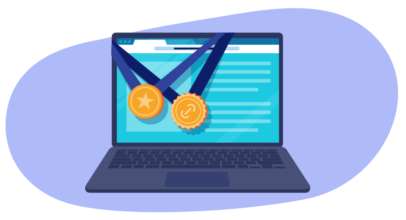 awards on laptop