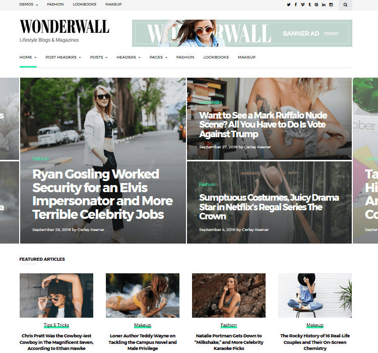 Wonderwall WordPress magazine theme