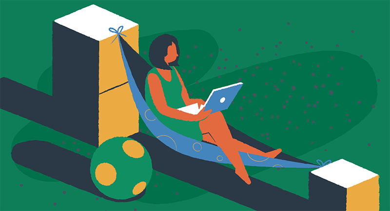 woman working on her WordPress website on laptop