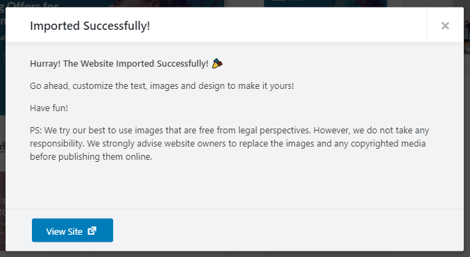 import success screen