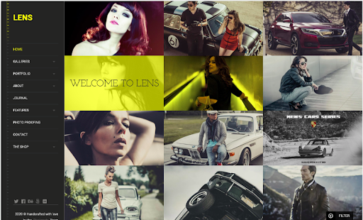 An example of the Lens photography theme for WordPress featuring a grid of 12 images