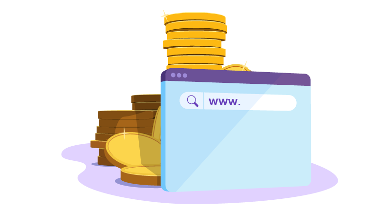 Computer screen with stack of gold coins
