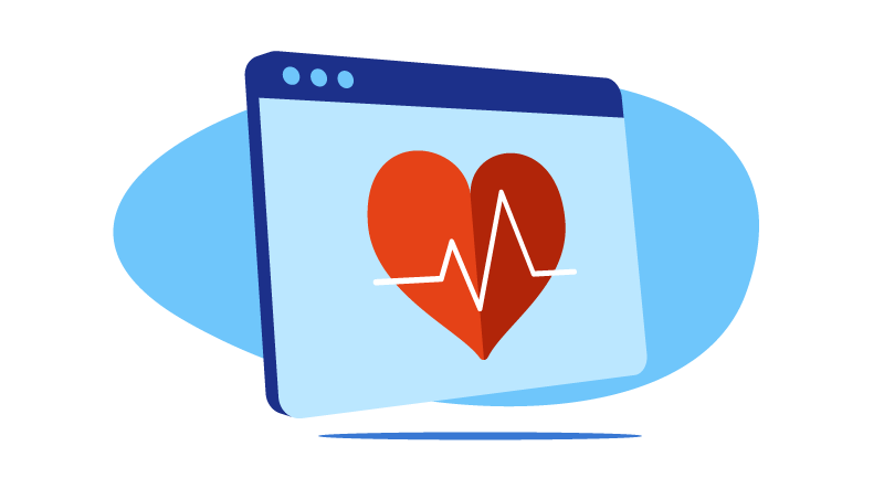 heart rhythm on computer screen
