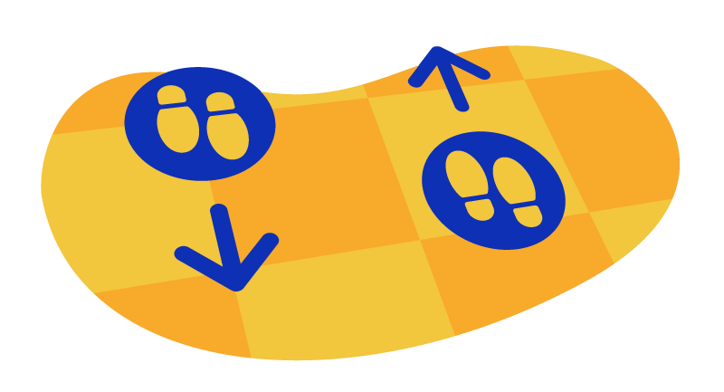 floor markers to help traffic flow inside a store