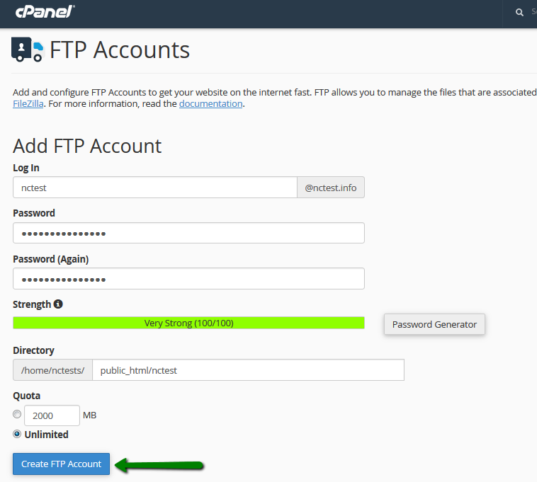 Add FTP account