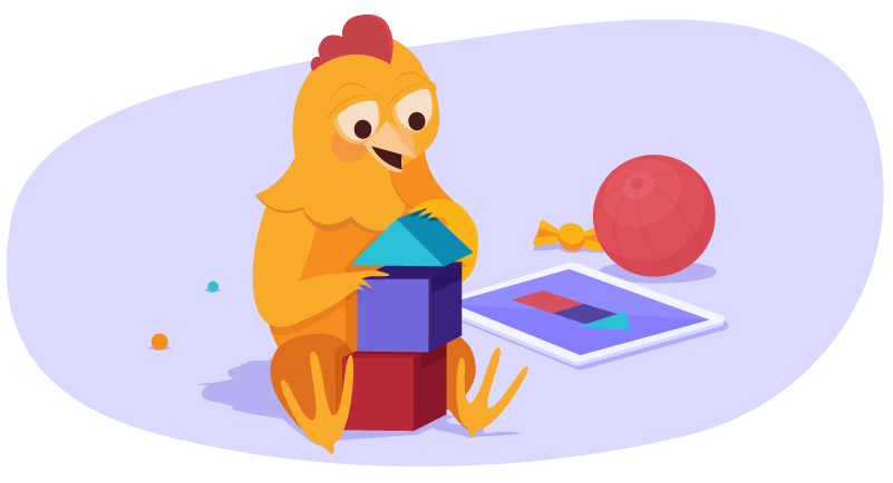 Chicken building with blocks