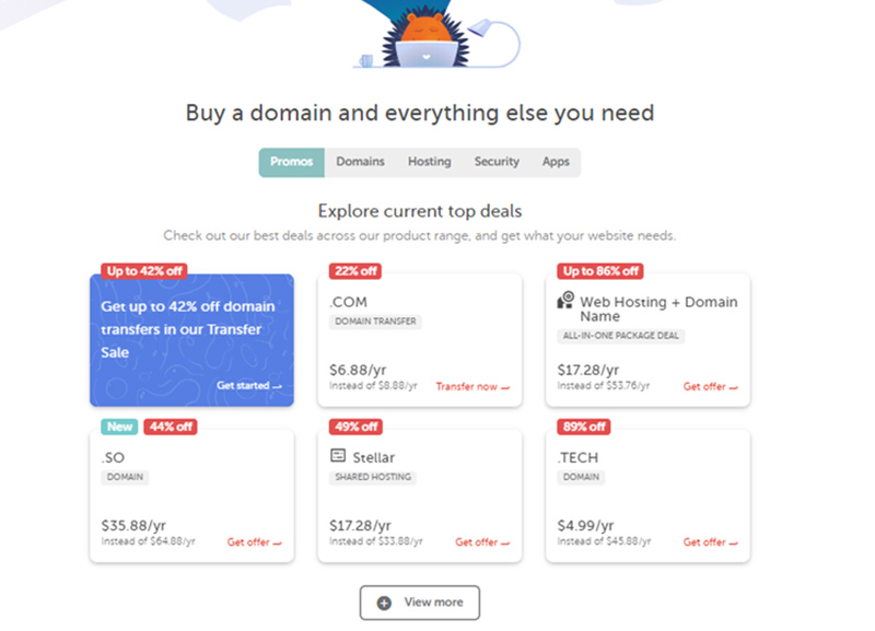 Namecheap product listings
