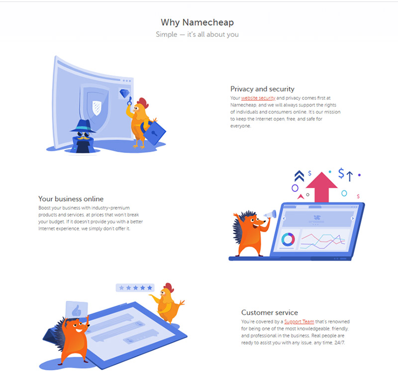Namecheap homepage - why Namecheap?