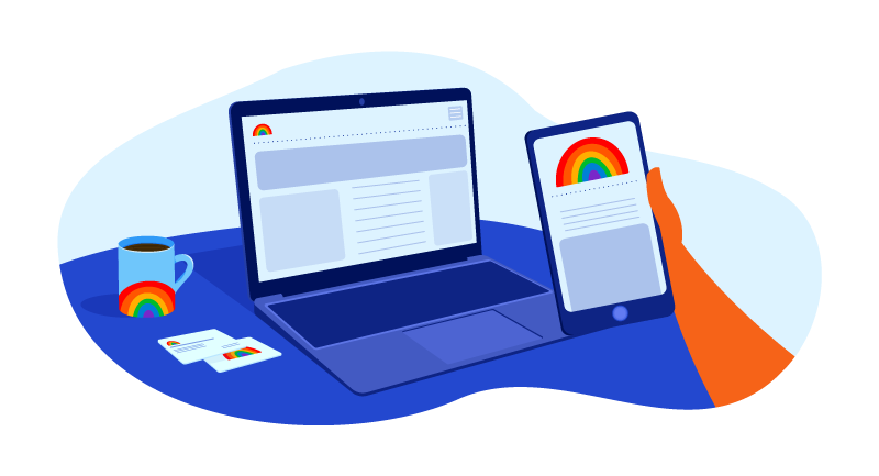 website with a rainbow