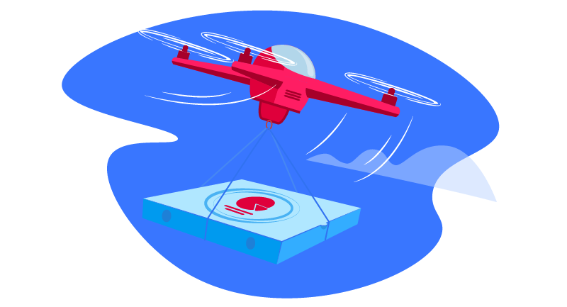 drone delivering a pizza