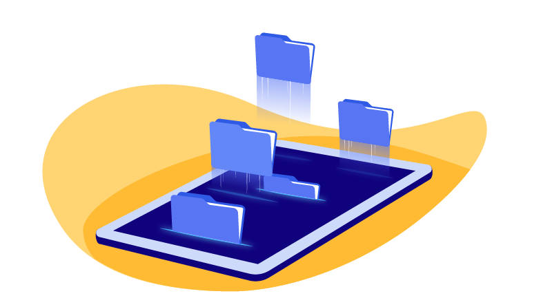 illustration of folders on tablet