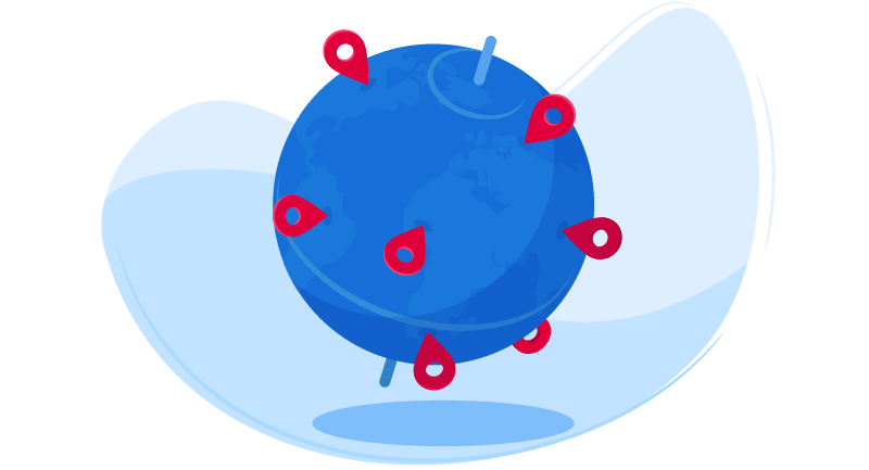 globe with location markers
