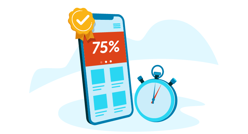 sale on mobile phone with stopwatch