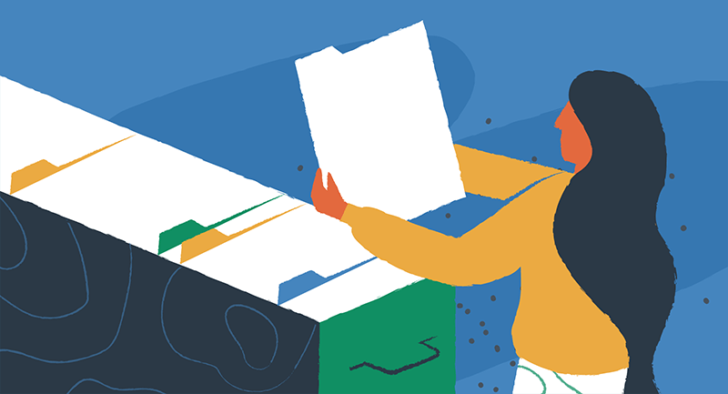 woman filing paperwork