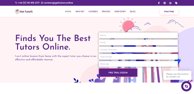 screenshot of gettutors.online