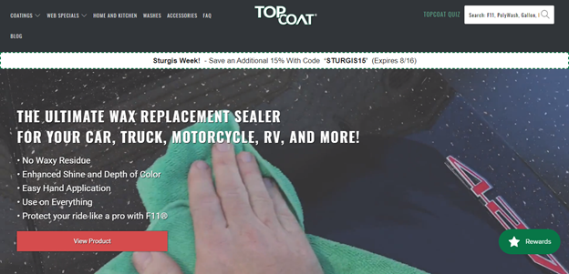screenshot of topcoat.store