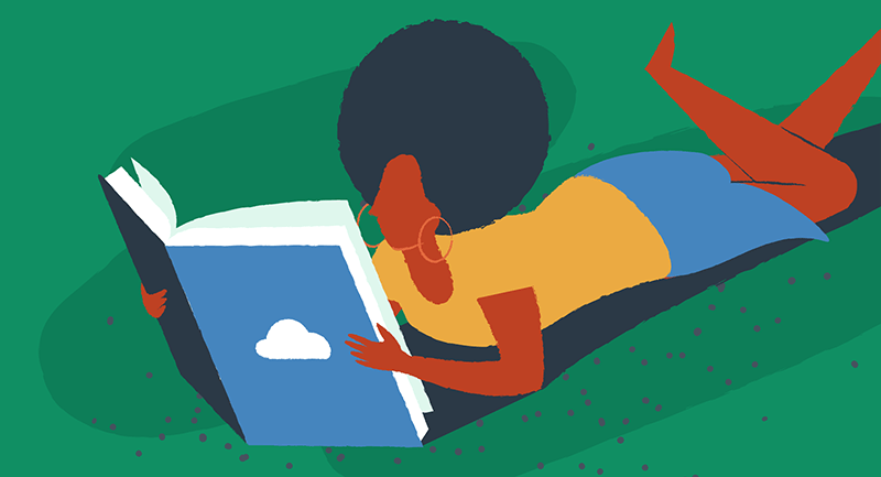 woman learning about cloud hosting