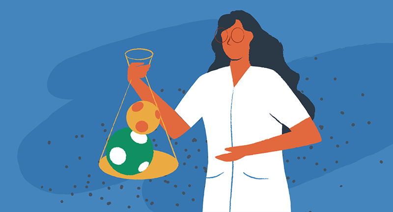 scientist with flask