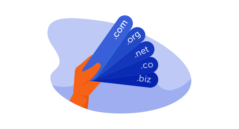 selection of different domain extensions