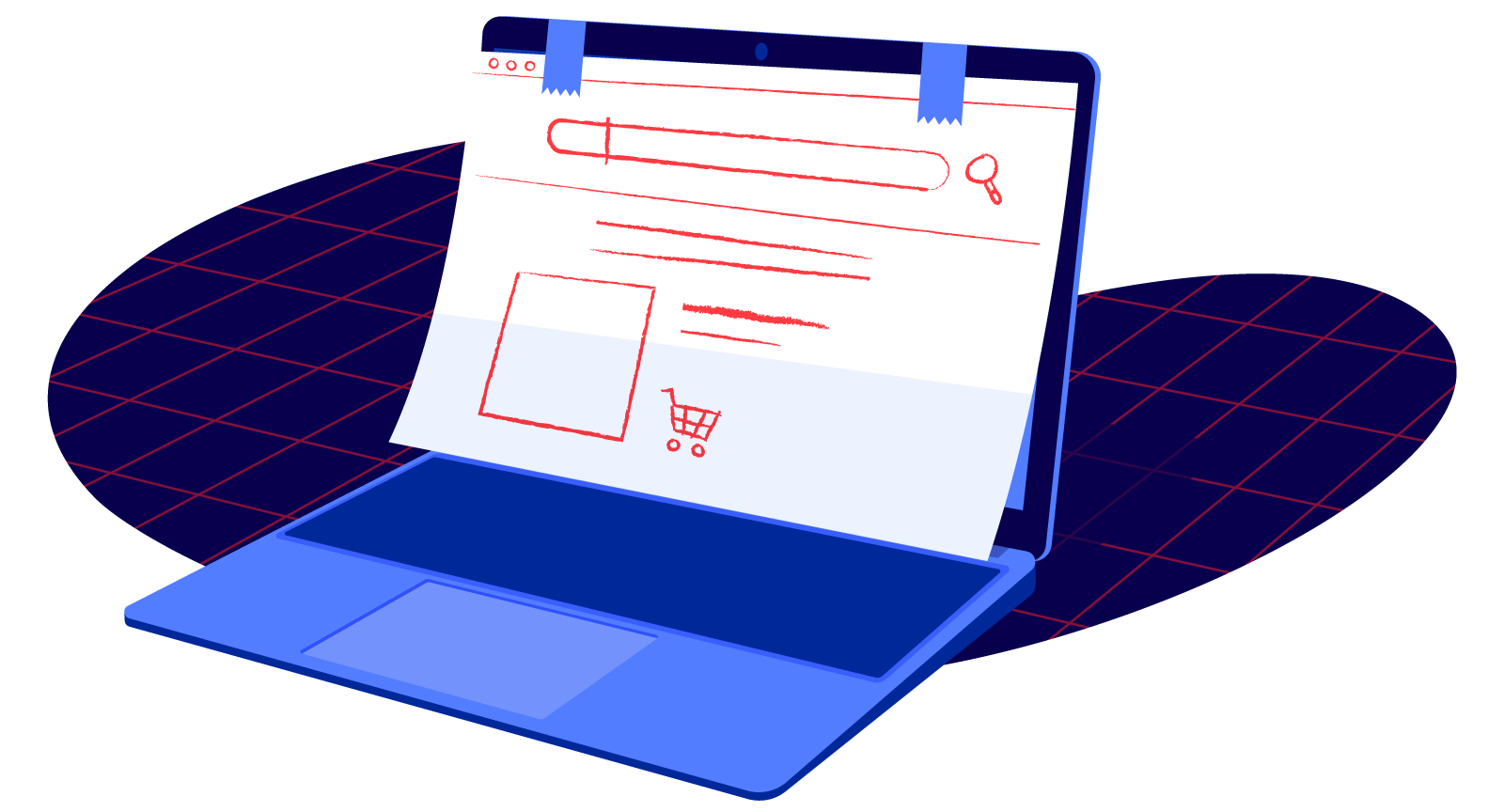 mockup of a website with a shopping cart
