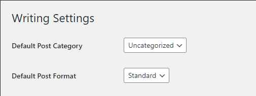 Writing settings - how to assign a default category