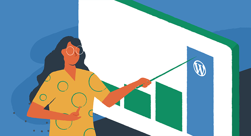 woman at a graph showing WordPress at the top
