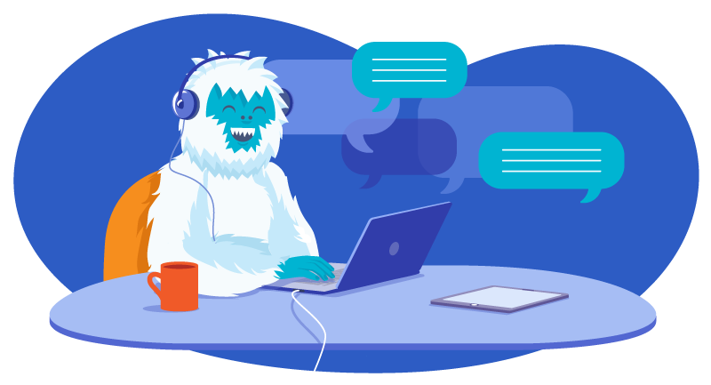 Yeti engaged in online chat with a customer