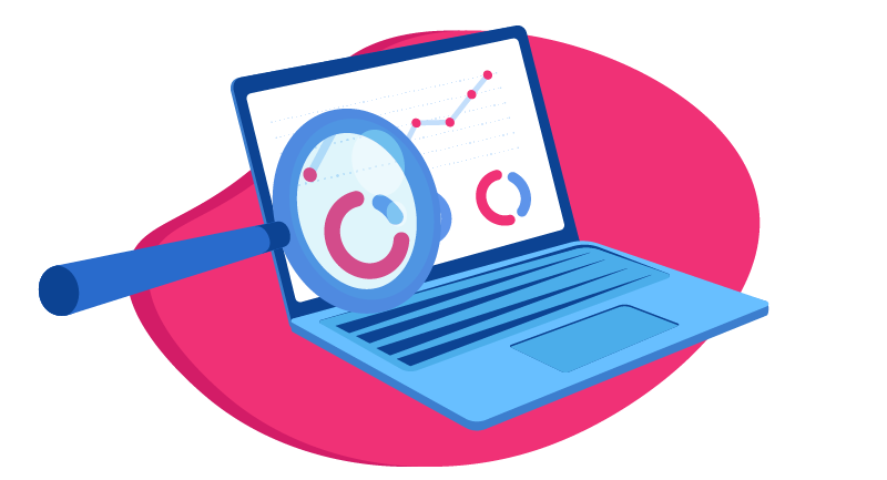 magnifying glass on data illustration