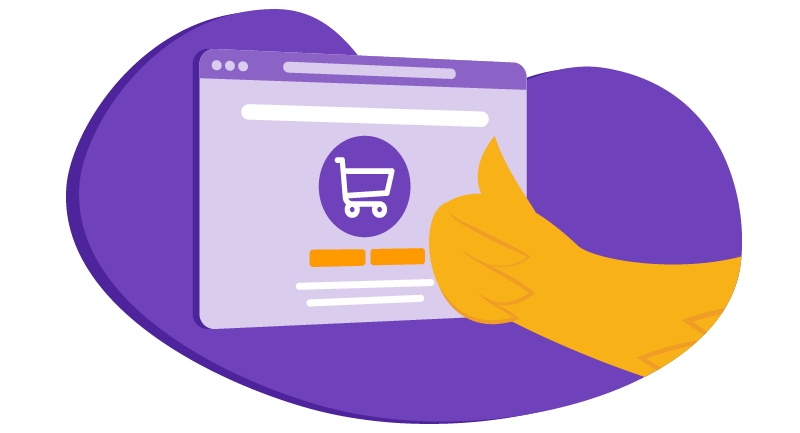 thumbs up at shopping cart