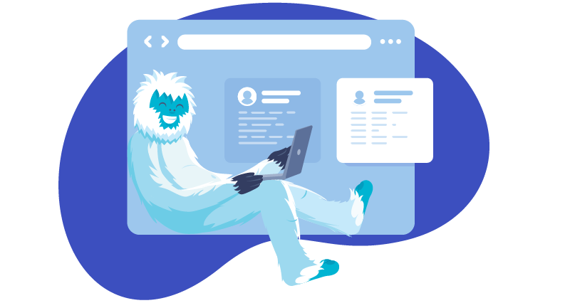 Yeti working on his business branding