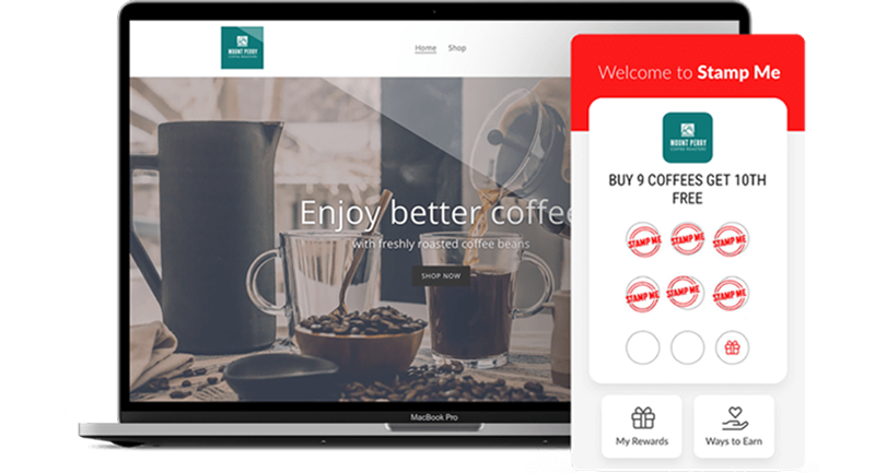 card designed by loyalty app Stamp Me for coffee shop users.