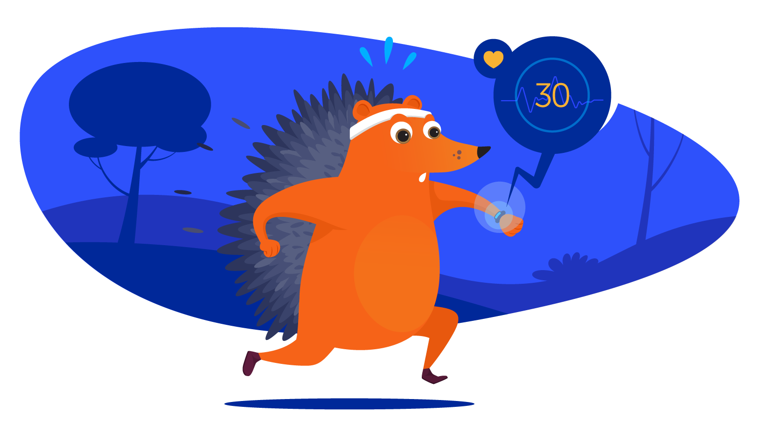 hedgehog running with fitness tracker