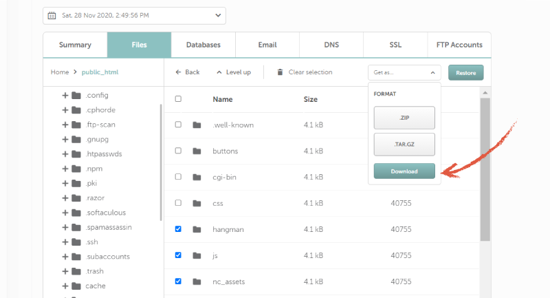screenshot of files