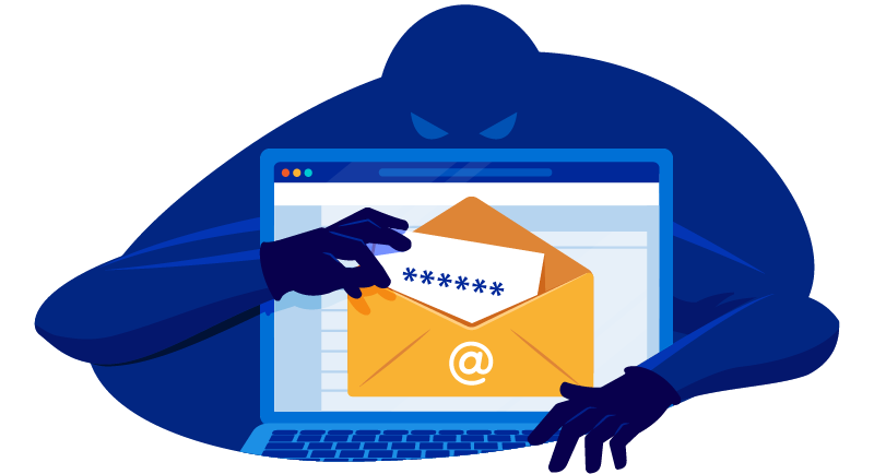 Illustration of hacker stealing email password