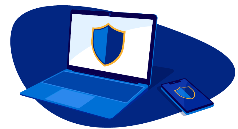 Secure laptop and mobile device illustration