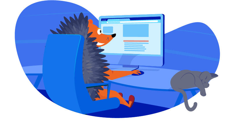 Hedgehog working on the cloud