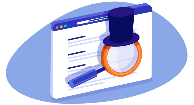 using a magnifying glass over a domain' history