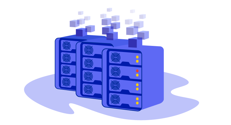 servers with blocks connecting to them