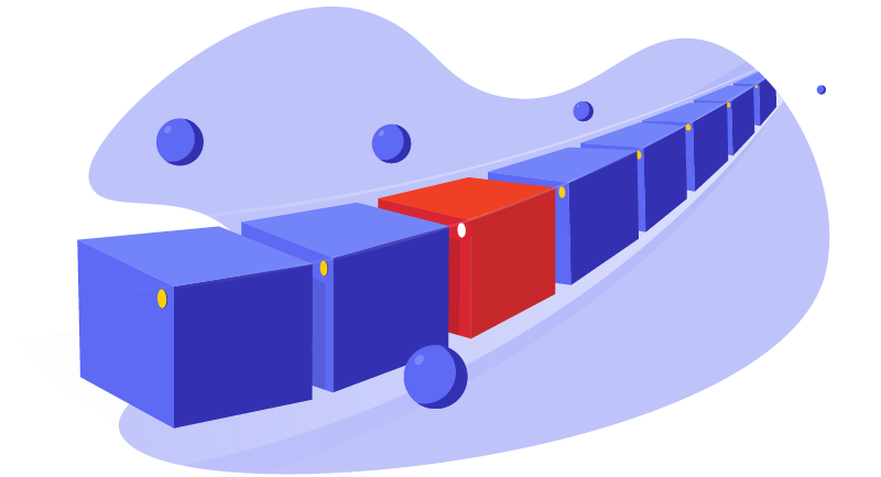 red block in row of purple blocks
