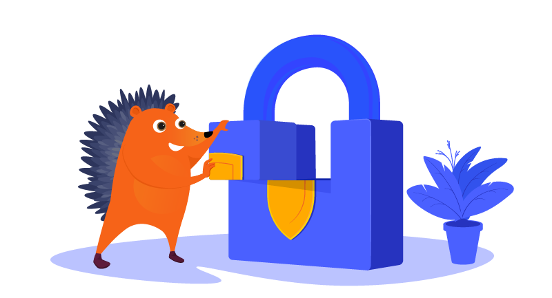 hedgehog completing a lock suggesting privacy