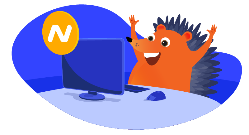 Hedgehog excited about news on computer