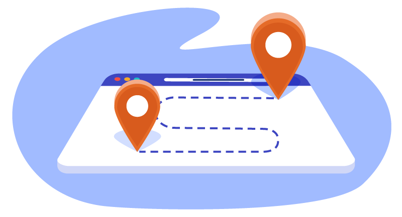 graphic of a map between two points